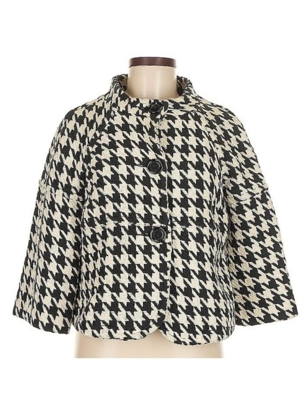 Michael Kors Black and ivory Houndstooth Pea coat size Medium